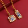 Colar com Pingente Thangka Zakiram de Mini Xizang Padrão Substituível Vida Próxima e Presente Aço Titânio Thangka Pingente Colar para Homens e Mulheres