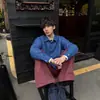 Camisa de manga larga a rayas verticales estilo Hong Kong en color azul para hombre, chaqueta casual elegante de otoño de alta gama