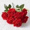 Ramo de rosas de imitación de 7 cabezas de Aisha, con forma de cuerno de rosa, para bodas, decoración de sala de estar, flores artificiales falsas.