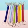 Llavero con cuerda y hebilla de resorte de plástico retráctil, línea de color, llavero elástico, bolsa antipérdida, cuerda para teléfono móvil