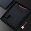Outono e Inverno novo suéter masculino de caxemira espesso gola redonda cor sólida elegante pullover casual de negócios vestuário masculino