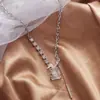 Acero de titanio no se decolora Collar de bambú de jade para mujer Estilo coreano Simple Moda Mariposa Cadena para clavícula Combinación perfecta Puesto Mercado nocturno