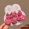 Conjunto de dez peças de corda de cabelo de urso de morango de desenho animado infantil, corda de cabeça fofa, rabo de cavalo duplo, anel de cabelo para meninas, acessórios de cabelo elásticos altos, atacado