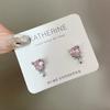 Aretes de Circonita Rosa Dulce Cool de Lujo Ligero para Mujer Aguja de Plata S925 Metal Diseño de Lava Líquida Aretes de Botón