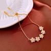 Pulsera de Flor Trébol de Cuatro Hojas de Zircón Versátil Lujo Ligero Sensación de Alta Gama Pulsera Nicho Moda Joyería Simple al Por Mayor Mujeres