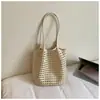Bolsa Feminina Duoguo Estilo Coreano Ins Grande Capacidade Bolsa Saco Vazada para Mulheres Verão 2026 Nova Cor Sólida Versátil Bolsa de Ombro
