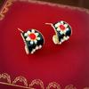 Pendientes Vintage Estilo Francés con Perlas Artificiales y Goteo de Aceite en Forma de C, Pendientes Geométricos de Moda de Nicho de Gama Alta para Mujer