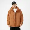 Abrigo acolchado de algodón con cuello vertical de marca de moda para hombre, abrigo grueso liso de color sólido para invierno, ropa tipo pan, abrigo acolchado cálido holgado de moda
