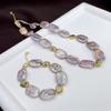 Conjunto de Collar de Perlas Naturales de Agua Dulce Barroco de Venta Caliente de Otoño para Mujer con un Diseño de Alta Gama, Pulsera Cuadrada y Cadena de Cuello