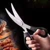 Tijeras de Cocina Multifuncionales de Acero Inoxidable de Grado Alimenticio con Hoja Curva, Tijeras Potentes para Cortar Alimentos para el Hogar, Tijeras para Barbacoa