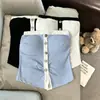 2026 Verano Otoño Nuevo Estilo Temperamento Ajuste Delgado Moda Favorecedor Figura Bloque de Color Algodón Botón Bandeau Chaleco Camiseta Top Para Mujer