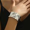 E084 Joyería Transfronteriza Europea y Americana Cóncava y Convexa Ondulación de Agua Pulsera Ajustable con Abertura Manual Metal Elegante Simple Textura