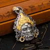 Plata de Ley S925 Estilo Nuevo Personalizado Retro Tendencia China Estilo Étnico Doble Cara Tallado Tridimensional Amarillo Dios de la Riqueza Colgante Collar para Hombres