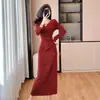 Nuevo Vestido Largo Bodycon de Cuello Francés Brillante con Lentejuelas en Rojo y Negro Otoño 2026
