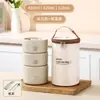 Lancheira redonda selada de aço inoxidável 30410 para estudantes para o trabalho, lancheira térmica para micro-ondas, lancheira bento destacável com recipiente para sopa