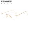 Nuevas Gafas Sin Montura Estilo Coreano de Rain, Estilo Puro y Deseable, Gafas Lisas, Mismo Estilo que Jennie, Gafas Sin Montura Bloqueadoras de Luz Azul, Modernas