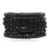 Pulseira Árvore da Paz Estilo Europeu e Americano Transfronteiriça Conjunto de Várias Peças Pulseira de Contas de Madeira Vintage Simples Masculina Empilhável Personalizada