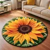 Tapete de Girassol Tridimensional Transfronteiriço, Tapete de Veludo Cristal para Sala de Estar, Tapete de Cobertura Total para Sofá e Mesa de Centro, Tapete Refrescante para Quarto ao Lado da Cama