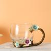 Tazas de Esmalte al por Mayor del Fabricante, Estilo Nuevo para Mujer, Alto Valor Estético, Tazas de Té con Flores para el Hogar, Vasos de Agua Exquisitos para la Oficina, Uso para Maestros