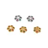 Soporte de Flores de Zirconia Incrustada en Oro de 18 Quilates Tapa de Flor Copo de Nieve Cristal Perla Separador Pulsera Pulsera Accesorios de Joyería DIY