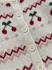 Ropa para niñas, conjunto de rayas onduladas con estampado de cerezas, 100% algodón, personalizable, primavera, otoño, invierno, mameluco con tirantes, cárdigan