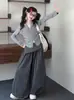 Conjunto Casual para Niñas Otoño 2026 Estilo Nuevo Sudadera con Capucha Chaqueta para Niñas Grandes Pantalones de Pierna Ancha Brote de Flor Primavera/Otoño