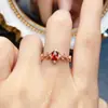 Anillo Popular de Granate Natural al por Mayor de Fábrica Plata S925 Incrustado con Piedra Principal 4*6 Joyería de Lujo Venta Directa de Fábrica
