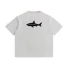Yidao Vintage 2026 Verão Nova Tendência Estilo Americano Design de Bordado com Aplicação de Tubarão Casual Solta Unissex Manga Curta Camiseta