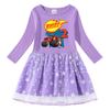 Vestido de princesa de manga larga con estampado de estrellas y luna de algodón para niña, primavera y otoño de 2023