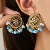 Pendientes Clásicos Étnicos de Flor de Diamante con Borla y Perla para Mujer Estilo Bohemio de Viaje Vacacional Pendientes Personalizados Joyería