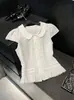 Camisa de manga corta con cuello de muñeca con volantes estilo francés para mujer, moda casual nueva de verano 2026, top dulce y holgado