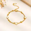 Estilo Europeu e Americano Trevo de Quatro Folhas Camada Dupla Ouro 18K Banhado a Vácuo Pulseira Pingada de Óleo Joias de Aço Inoxidável de Alta Moda