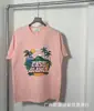 Camiseta Roja de Verano de Manga Corta con Logo Blanco de Casablanca, Marca de Moda Tendencia, Cuello Redondo, Estampado Minimalista, Redondo, Niche Casa