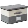 Caja de almacenamiento de color block con remaches, gran capacidad, caja de almacenamiento plegable extragrande con tapa, caja de almacenamiento para ropa, caja organizadora tipo cajón