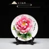 Porcelana de Peônia de Luoyang Atacado Ornamentos Cerâmica Artesanal Decoração de Sala de Estar Prato Pendurado Artesanato Presentes de Inauguração