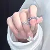 Purple Diamond Love nicho anel ins suave namoradas encaixe dois anel anel indicador ajustável simples