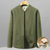 Chaqueta para Hombre, Nueva Camisa de Lino Estilo Chino con Cuello Alto, Camisa Casual Juvenil Estilo Old Money, Ropa Exterior de Tendencia Nacional para Hombre