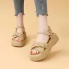 Sandalias de Plataforma para Aumentar Altura para Mujer 2026 Nuevo Estilo de Verano Punta Abierta Estilo Francés Tacón Grueso Sandalias de Playa para Mujeres Bajitas