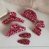 Pinza Grande para el Cabello de Acetato con Estampado de Leopardo Rosa para Mujer, Adecuada para Cabello Grueso, Accesorio Coreano para el Cabello