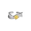 106 Diseño Original Snitch Pequeño Cara Irregular Textura de Zirconia Incrustada Anillo Abierto de Plata de Ley S925 para Mujer