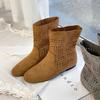 Botas Melad Versáteis Estilo Britânico Sandálias Romanas Planas Respiráveis Vazadas Populares Botas de Cano Curto da Moda para Mulheres