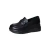 Mocassins retrô de couro macio com sola grossa, novos sapatos plataforma confortáveis femininos de bico redondo para o outono de 2026