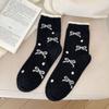 Calcetines de terciopelo cálidos con lazo para mujer, calcetines para dormir gruesos con forro polar, calcetines de suelo de otoño e invierno, calcetines de dormir de invierno para adultos, mes