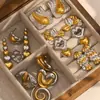 Temperamento Europeo y Americano Diseño de Nicho Pendientes de Oro Acero Inoxidable Chapado en Oro de 18K Doble Color Boca Pendientes de Árbol de Navidad para Mujer