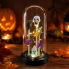 Adornos decorativos de campana de cristal para Halloween, calabaza brillante, fantasma, calavera, luz nocturna, decoración de mesa para fiesta festiva