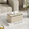 Caixa de Lenços Sala de Estar Luxo Leve High-end Simples Doméstico Mesa de Jantar Design Criativo Senso High-end Couro Caixa de Papel Estilo ins