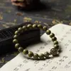Pulseiras Naturais de Madeira Bodhi para Homens e Mulheres, Pulseiras de Sândalo Verde, Acessórios Culturais de Madeira, Contas Budistas de Estilo Étnico, Pulseiras de Sândalo, Acessórios em Estilo Chinês