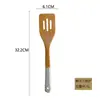 Pala Bent Estilo Japonés Mango Plateado Cuchara de Madera Pala para Carne Frita de Tres Líneas Cuchara para Mezclar Ensaladas Cuchara Masculina