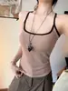 2076# Regata Costurada em Cores Contrastantes com Bojo para Mulheres Verão Fitness Emagrecimento Sexy Hot Girl Costas Bonitas Alças Finas Sem Mangas Costas Abertas