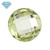 Huagang Gem Redondo Amarelo Oliva Dupla Tartaruga Face Zircão Pedra Nua Lattice Face CZ Zircônia Cúbica Sintética